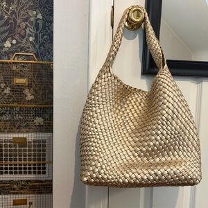 Elegant Gold Woven Tote Bag